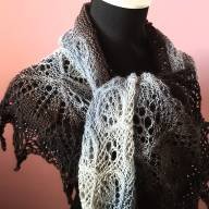 &#039;Grey to Black Gradient&#039; Crescent Lace Shawl - 'Grey to Black Gradient' Crescent Lace Shawl