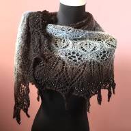 &#039;Grey to Black Gradient&#039; Crescent Lace Shawl - 'Grey to Black Gradient' Crescent Lace Shawl