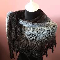 &#039;Grey to Black Gradient&#039; Crescent Lace Shawl - 'Grey to Black Gradient' Crescent Lace Shawl