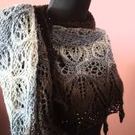 &#039;Grey to Black Gradient&#039; Crescent Lace Shawl - 'Grey to Black Gradient' Crescent Lace Shawl