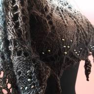 &#039;Grey to Black Gradient&#039; Crescent Lace Shawl - 'Grey to Black Gradient' Crescent Lace Shawl