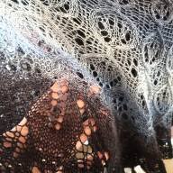 &#039;Grey to Black Gradient&#039; Crescent Lace Shawl - 'Grey to Black Gradient' Crescent Lace Shawl