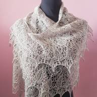&#039;Grey with a Blink&#039; Crescent Lace Shawl - 'Grey with a Blink' Crescent Lace Shawl