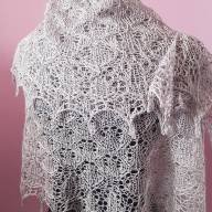 &#039;Grey with a Blink&#039; Crescent Lace Shawl - 'Grey with a Blink' Crescent Lace Shawl