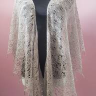 &#039;Grey with a Blink&#039; Crescent Lace Shawl - 'Grey with a Blink' Crescent Lace Shawl