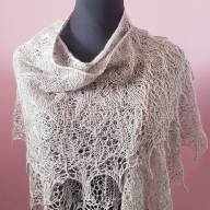 &#039;Grey with a Blink&#039; Crescent Lace Shawl - 'Grey with a Blink' Crescent Lace Shawl