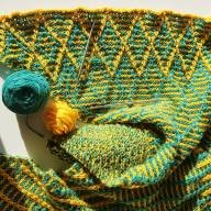&#039;Green &amp; Yellow &#039; Large Triangular Lines &amp; Texture Shawl - 'Green & Yellow ' Large Triangular Lines & Texture Shawl