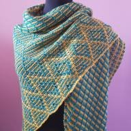 &#039;Green &amp; Yellow &#039; Large Triangular Lines &amp; Texture Shawl - 'Green & Yellow ' Large Triangular Lines & Texture Shawl