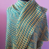 &#039;Green &amp; Yellow &#039; Large Triangular Lines &amp; Texture Shawl - 'Green & Yellow ' Large Triangular Lines & Texture Shawl