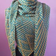 &#039;Green &amp; Yellow &#039; Large Triangular Lines &amp; Texture Shawl - 'Green & Yellow ' Large Triangular Lines & Texture Shawl