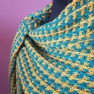&#039;Green &amp; Yellow &#039; Large Triangular Lines &amp; Texture Shawl - 'Green & Yellow ' Large Triangular Lines & Texture Shawl