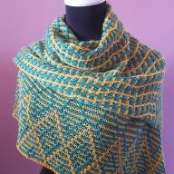 &#039;Green &amp; Yellow &#039; Large Triangular Lines &amp; Texture Shawl - 'Green & Yellow ' Large Triangular Lines & Texture Shawl