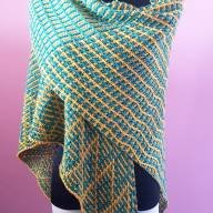 &#039;Green &amp; Yellow &#039; Large Triangular Lines &amp; Texture Shawl - 'Green & Yellow ' Large Triangular Lines & Texture Shawl