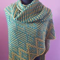 &#039;Green &amp; Yellow &#039; Large Triangular Lines &amp; Texture Shawl - 'Green & Yellow ' Large Triangular Lines & Texture Shawl