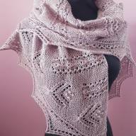 &#039;Flowers on Field&#039; Triangular Lace Shawl - 'Flowers on Field' Triangular Lace Shawl