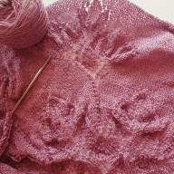 &#039;Tulips on Field&#039; Crescent Lace Shawl - 'Tulips on Field' Crescent Lace Shawl