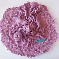 &#039;Tulips on Field&#039; Crescent Lace Shawl - 'Tulips on Field' Crescent Lace Shawl