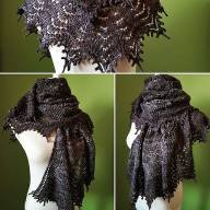 &#039;Black Tonal&#039; Triangular Lace Shawl - 'Black Tonal' Triangular Lace Shawl