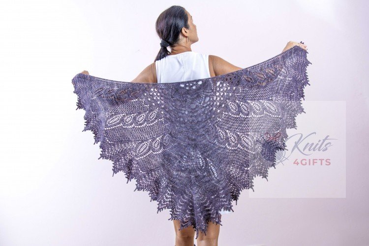 'Black Tonal' Triangular Lace Shawl