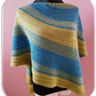 &#039;Blue &amp; Yellow Textured&#039; Large Asymmetric Shawl - 'Blue & Yellow Textured' Large Asymmetric Shawl