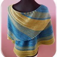 &#039;Blue &amp; Yellow Textured&#039; Large Asymmetric Shawl - 'Blue & Yellow Textured' Large Asymmetric Shawl
