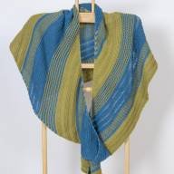 &#039;Blue &amp; Yellow Textured&#039; Large Asymmetric Shawl - 'Blue & Yellow Textured' Large Asymmetric Shawl