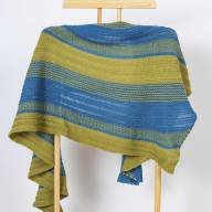&#039;Blue &amp; Yellow Textured&#039; Large Asymmetric Shawl - 'Blue & Yellow Textured' Large Asymmetric Shawl