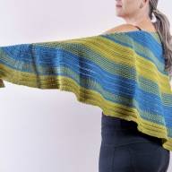 &#039;Blue &amp; Yellow Textured&#039; Large Asymmetric Shawl - 'Blue & Yellow Textured' Large Asymmetric Shawl