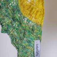 &#039;Yellow Tonal &amp; Green Speckle&#039; Crescent Lace Shawl - 'Yellow Tonal & Green Speckle' Crescent Lace Shawl