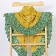 &#039;Yellow Tonal &amp; Green Speckle&#039; Crescent Lace Shawl - 'Yellow Tonal & Green Speckle' Crescent Lace Shawl