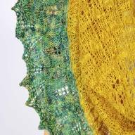&#039;Yellow Tonal &amp; Green Speckle&#039; Crescent Lace Shawl - 'Yellow Tonal & Green Speckle' Crescent Lace Shawl