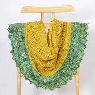 &#039;Yellow Tonal &amp; Green Speckle&#039; Crescent Lace Shawl - 'Yellow Tonal & Green Speckle' Crescent Lace Shawl
