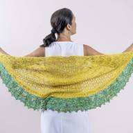 &#039;Yellow Tonal &amp; Green Speckle&#039; Crescent Lace Shawl - 'Yellow Tonal & Green Speckle' Crescent Lace Shawl