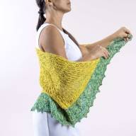 &#039;Yellow Tonal &amp; Green Speckle&#039; Crescent Lace Shawl - 'Yellow Tonal & Green Speckle' Crescent Lace Shawl
