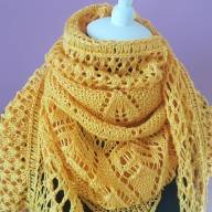 &#039;Just Yellow&#039; Triangular Large Lace Shawl - 'Just Yellow' Triangular Large Lace Shawl
