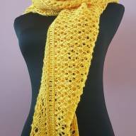 &#039;Just Yellow&#039; Triangular Large Lace Shawl - 'Just Yellow' Triangular Large Lace Shawl