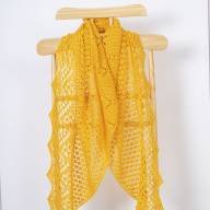 &#039;Just Yellow&#039; Triangular Large Lace Shawl - 'Just Yellow' Triangular Large Lace Shawl