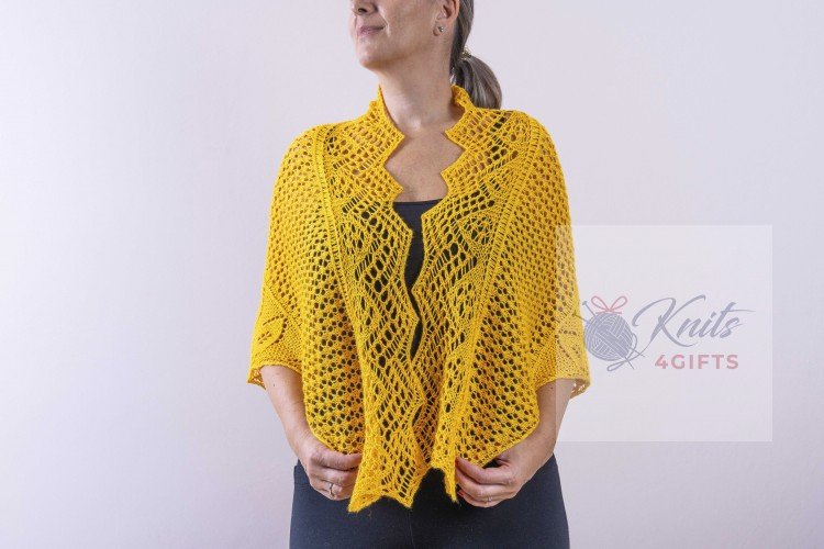 'Just Yellow' Triangular Large Lace Shawl