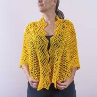 &#039;Just Yellow&#039; Triangular Large Lace Shawl - 'Just Yellow' Triangular Large Lace Shawl