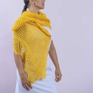 &#039;Just Yellow&#039; Triangular Large Lace Shawl - 'Just Yellow' Triangular Large Lace Shawl