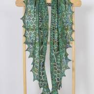 &#039;Green Hearts&#039; Crescent Lace Shawl - 'Green Hearts' Crescent Lace Shawl