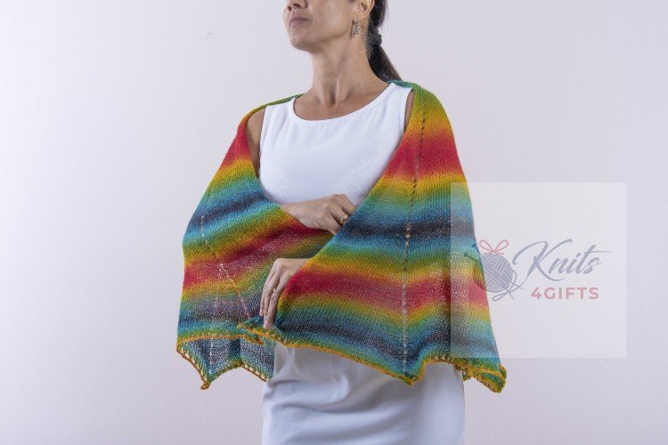 'Tropical Multicolor' Crescent Lace Shawl