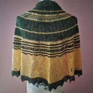 'Dark Green &amp; Yellow' Crescent Lace Shawlette - 'Dark Green & Yellow' Crescent Lace Shawlette