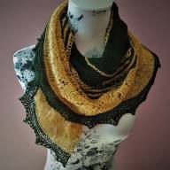 'Dark Green &amp; Yellow' Crescent Lace Shawlette - 'Dark Green & Yellow' Crescent Lace Shawlette