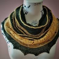 'Dark Green &amp; Yellow' Crescent Lace Shawlette - 'Dark Green & Yellow' Crescent Lace Shawlette