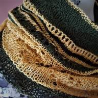 'Dark Green &amp; Yellow' Crescent Lace Shawlette - 'Dark Green & Yellow' Crescent Lace Shawlette