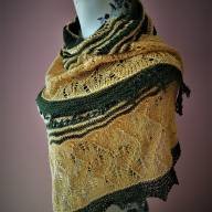 'Dark Green &amp; Yellow' Crescent Lace Shawlette - 'Dark Green & Yellow' Crescent Lace Shawlette