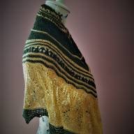 'Dark Green &amp; Yellow' Crescent Lace Shawlette - 'Dark Green & Yellow' Crescent Lace Shawlette