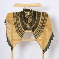 'Dark Green &amp; Yellow' Crescent Lace Shawlette - 'Dark Green & Yellow' Crescent Lace Shawlette