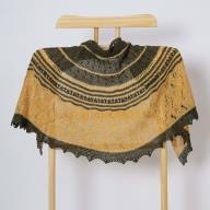 'Dark Green &amp; Yellow' Crescent Lace Shawlette - 'Dark Green & Yellow' Crescent Lace Shawlette